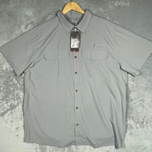 33000ft Mens XXL Gray Air-Hole Tech Fishing Shirt Short Sleeve Button Down New